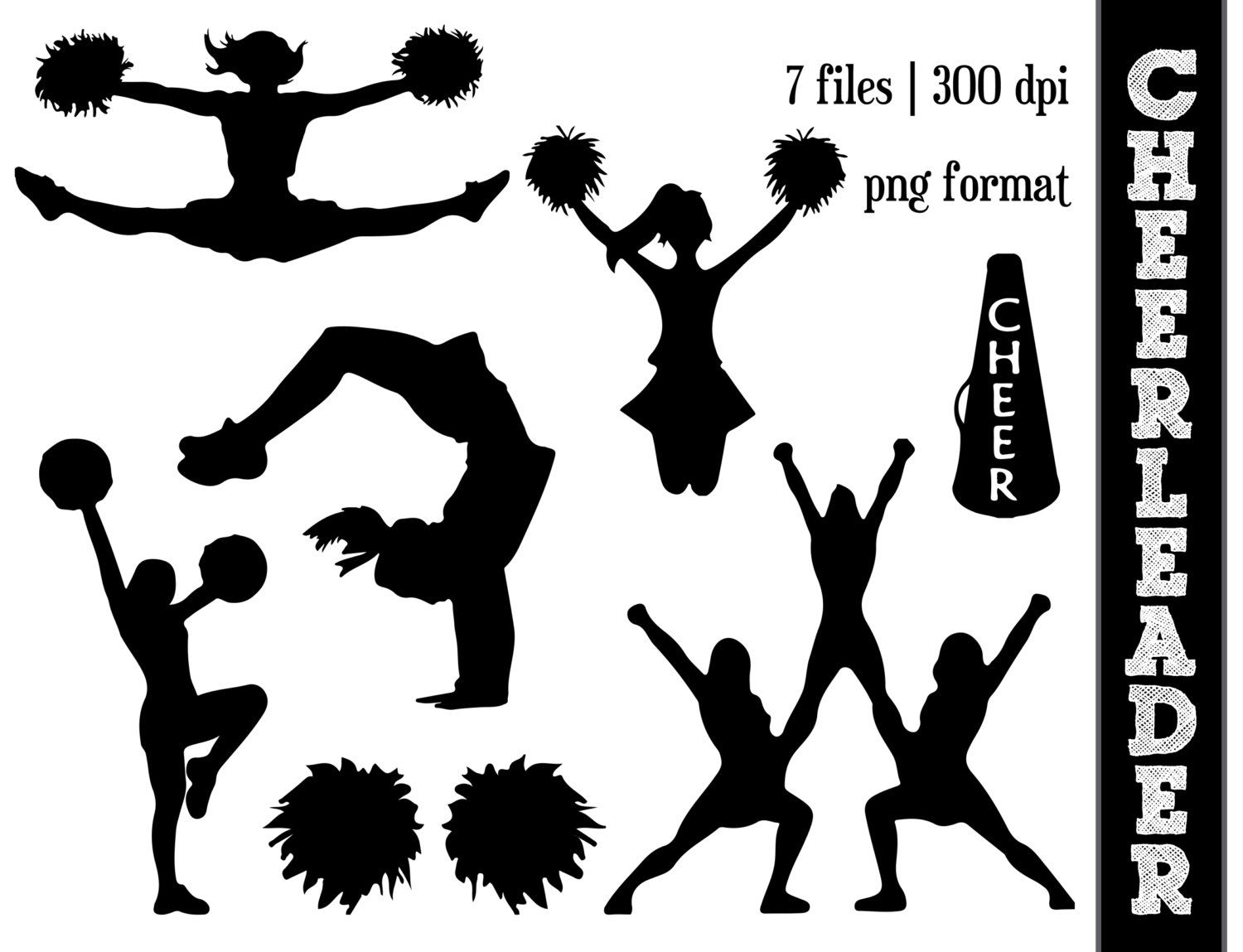 Girls silhouette pinterest . Cheerleading clipart base