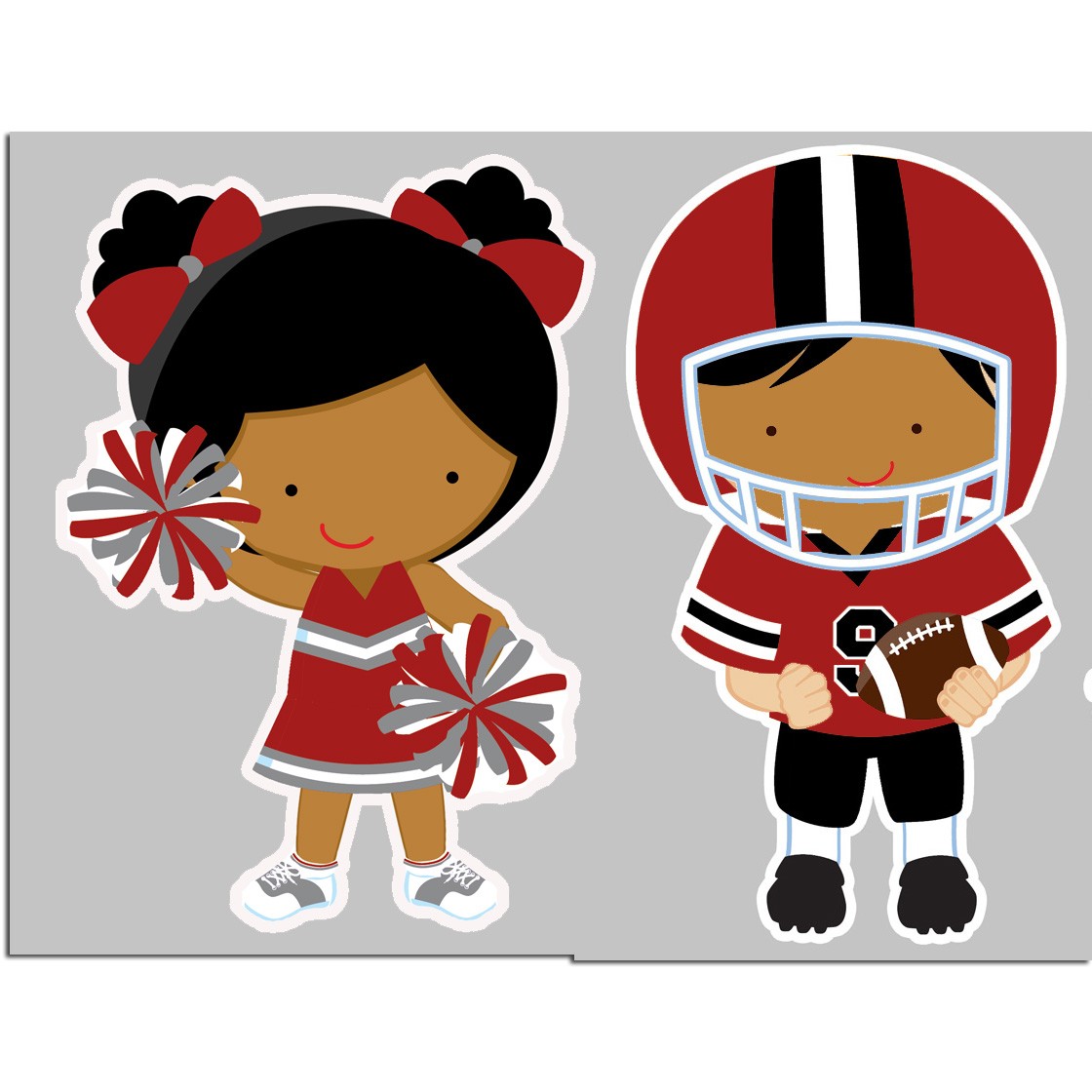 Player personalized centerpiece topper. Cheerleader clipart football