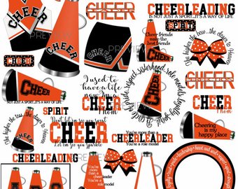 Clip art etsy cheerleader. Cheer clipart orange