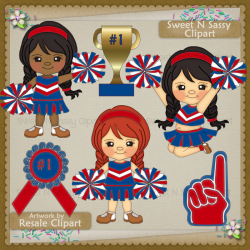 cheerleader clipart red blue