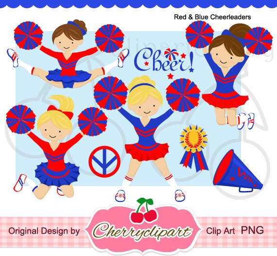 cheerleader clipart red blue