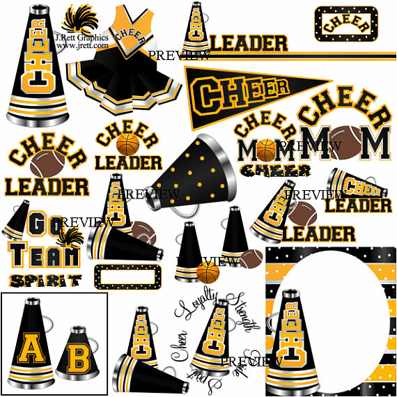 Black gold cheerleader more. Cheer clipart yellow