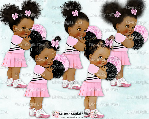 Pink white black uniform. Cheerleader clipart baby