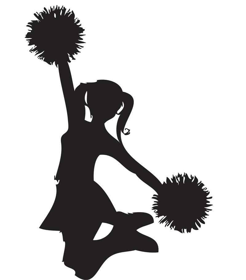 cheerleading clipart black and white