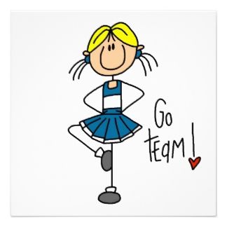 Blue t shirts and. Cheerleader clipart stick figure