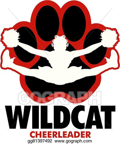 Vector stock cheerleader illustration. Cheerleading clipart wildcat