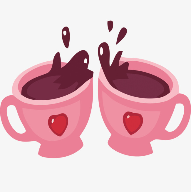 Pink cup vector material. Clipart coffee cheer