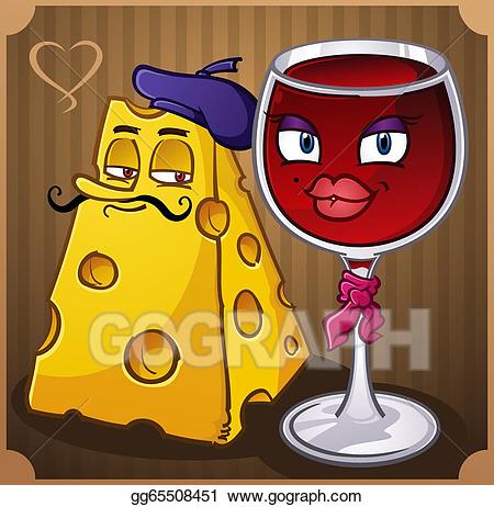 Vector french wine and. Cheese clipart character