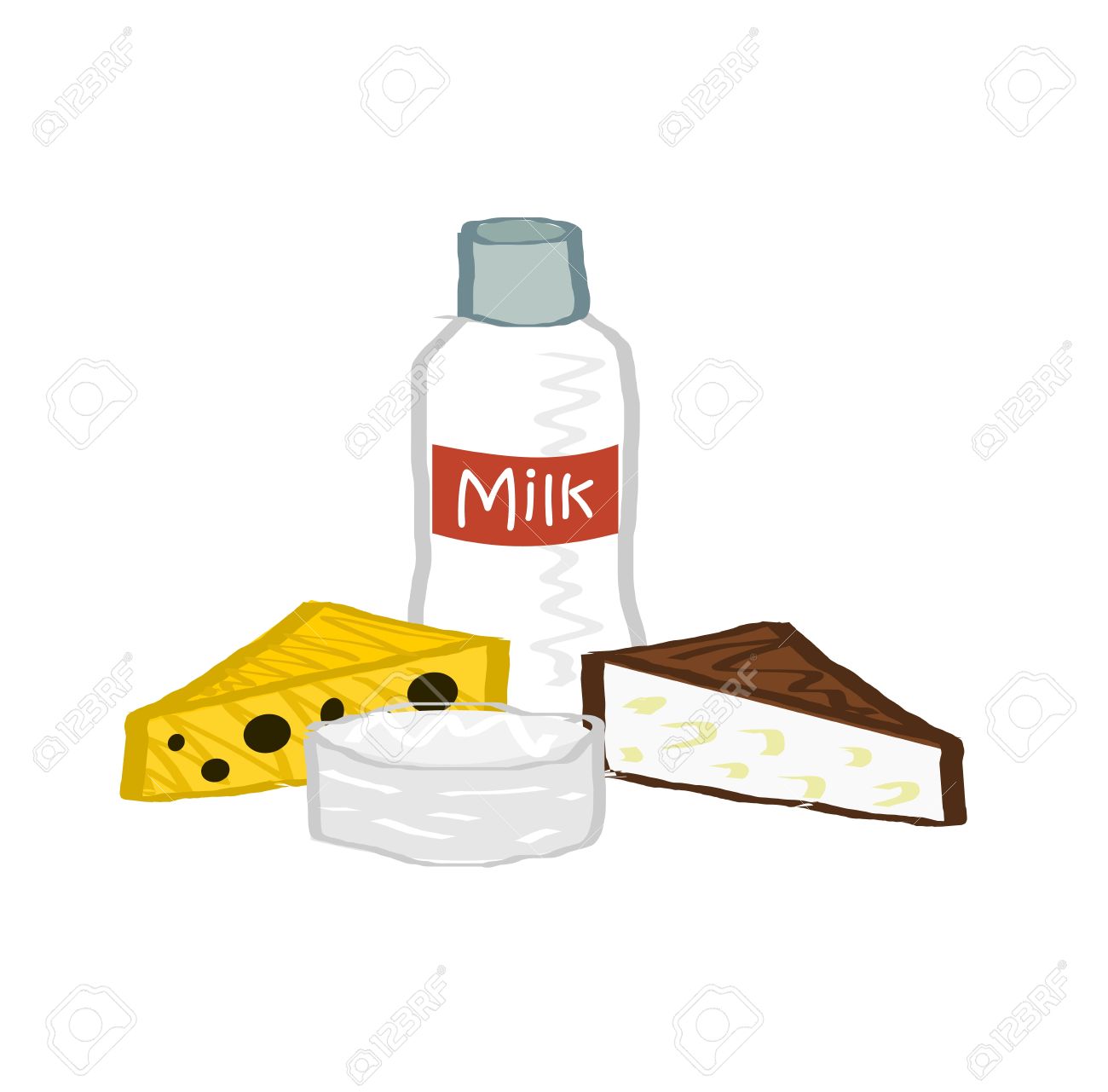 Goat clipground milk products. Cheese clipart illustration