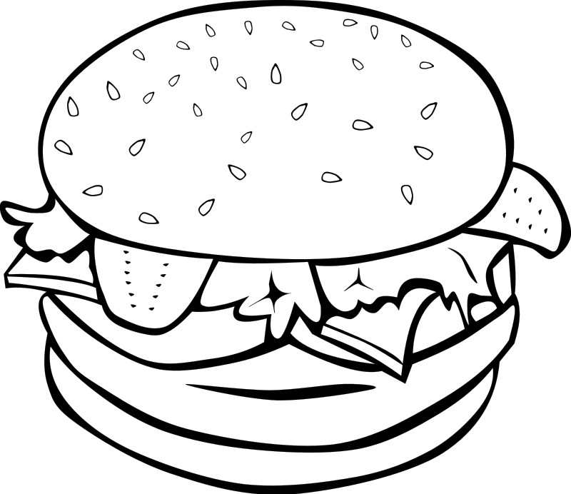cheeseburger clipart black and white