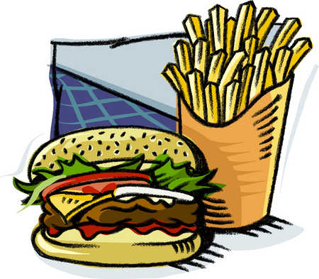 Stock illustration a and. Cheeseburger clipart greasy food