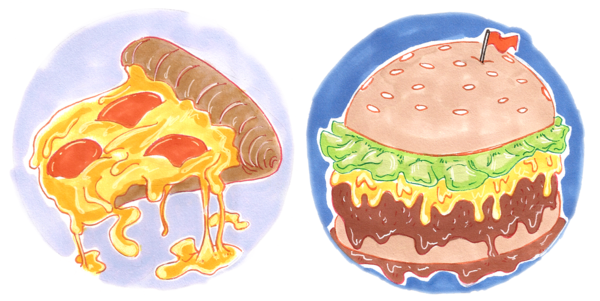 Cheeseburger clipart greasy food. Set weasyl