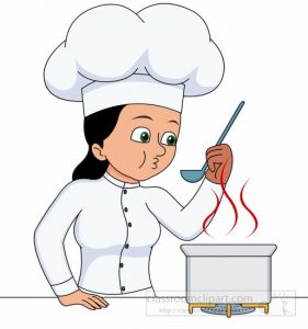 Chef clipart culinary. Female cooking and tasting