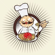 Pizza cartoon holding italian. Chef clipart spaghetti