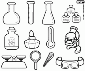 Laboratory coloring pages printable. Chemicals clipart lab equipment