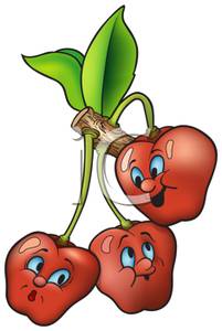 Cherries clipart face. Smiling cartoon growing on