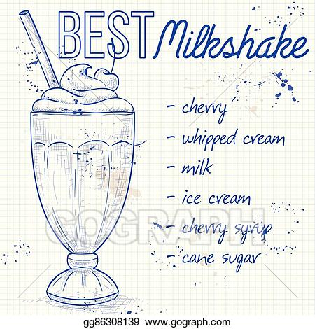 Cherries clipart milkshake. Vector illustration cherry recipe