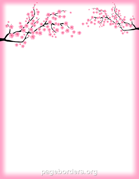 Printable blossom free gif. Cherry clipart border