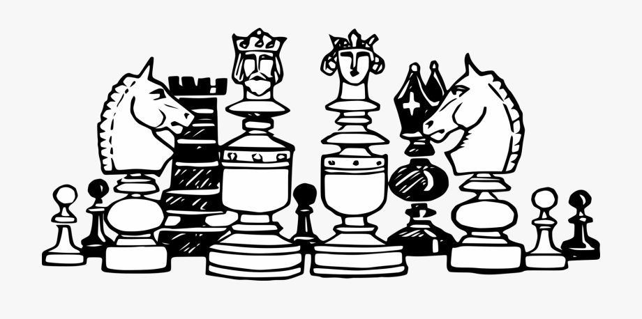 chess clipart black and white