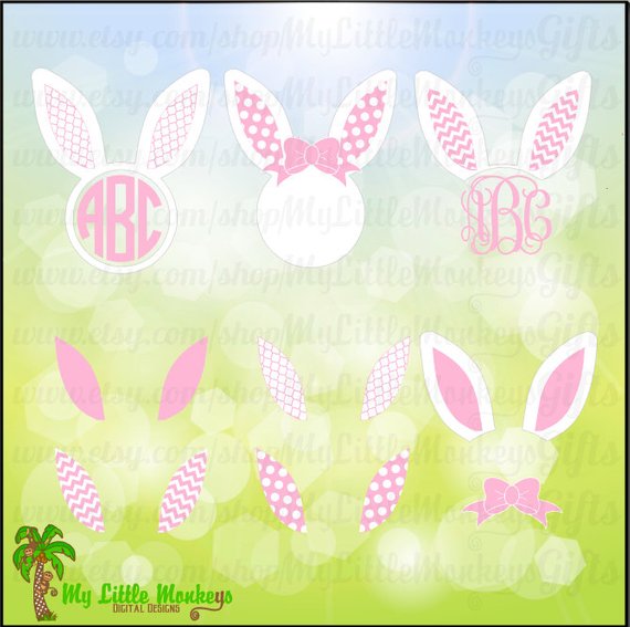 Chevron clipart bunny. Ears monogram design mix