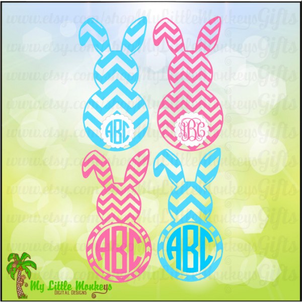 Floppy ear monogram base. Chevron clipart bunny