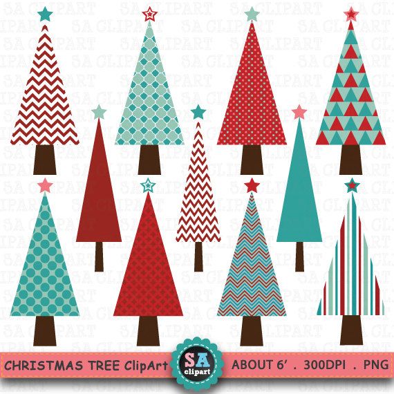 Christmas tree digital sale. Chevron clipart simple