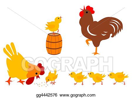 Clipart chicken family. Stock illustration illustrations 