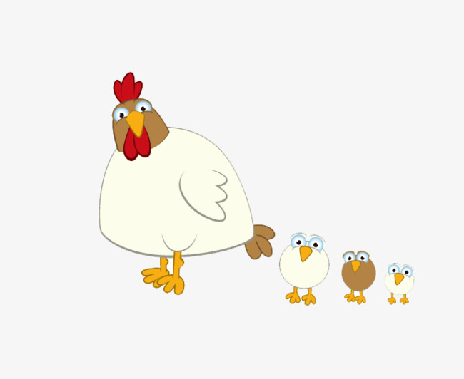 Hand painted cartoon handpainted. Chicken clipart family