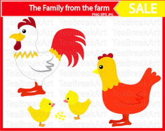 Hen etsy rooster chicken. Chickens clipart family