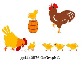 Chicken clipart family. Stock illustration drawing gg