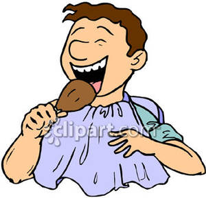 Man eating turkey leg. Chicken clipart thanksgiving