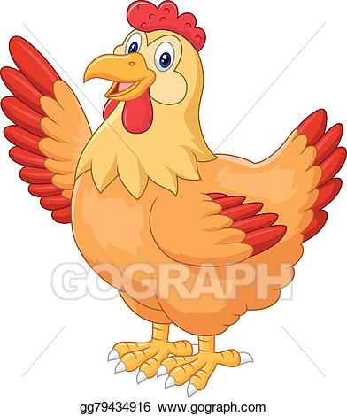 Clipart chicken hen. Eps illustration waving hand