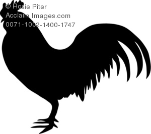 Chicken clipart silhouette. Illustration of a rooster