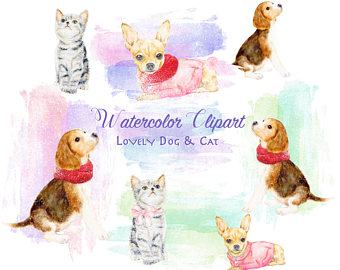Etsy cat and dog. Chihuahua clipart christmas