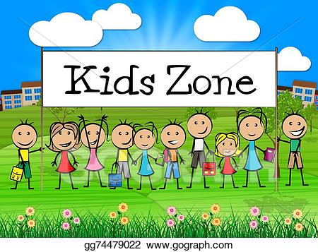 Child clipart banner. Stock illustration kids zone