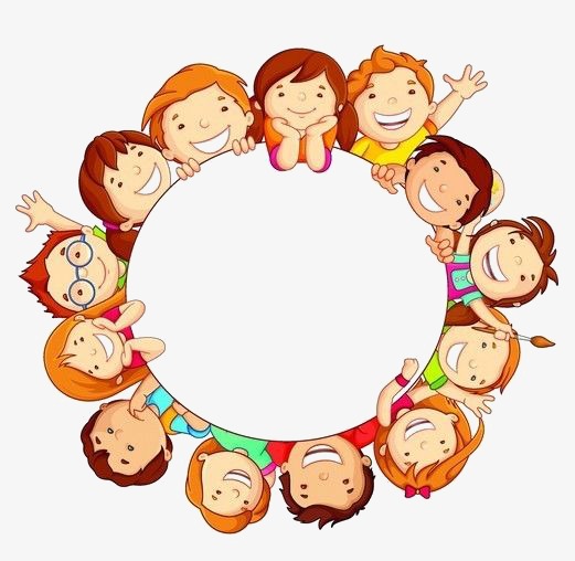 Child clipart borders. Creative circular border children