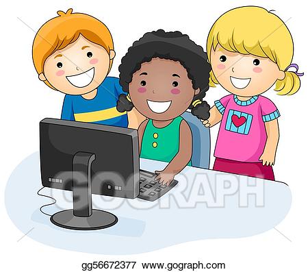 clipart child computer