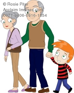 Grandmother and grandfather with. Grandparents clipart boy