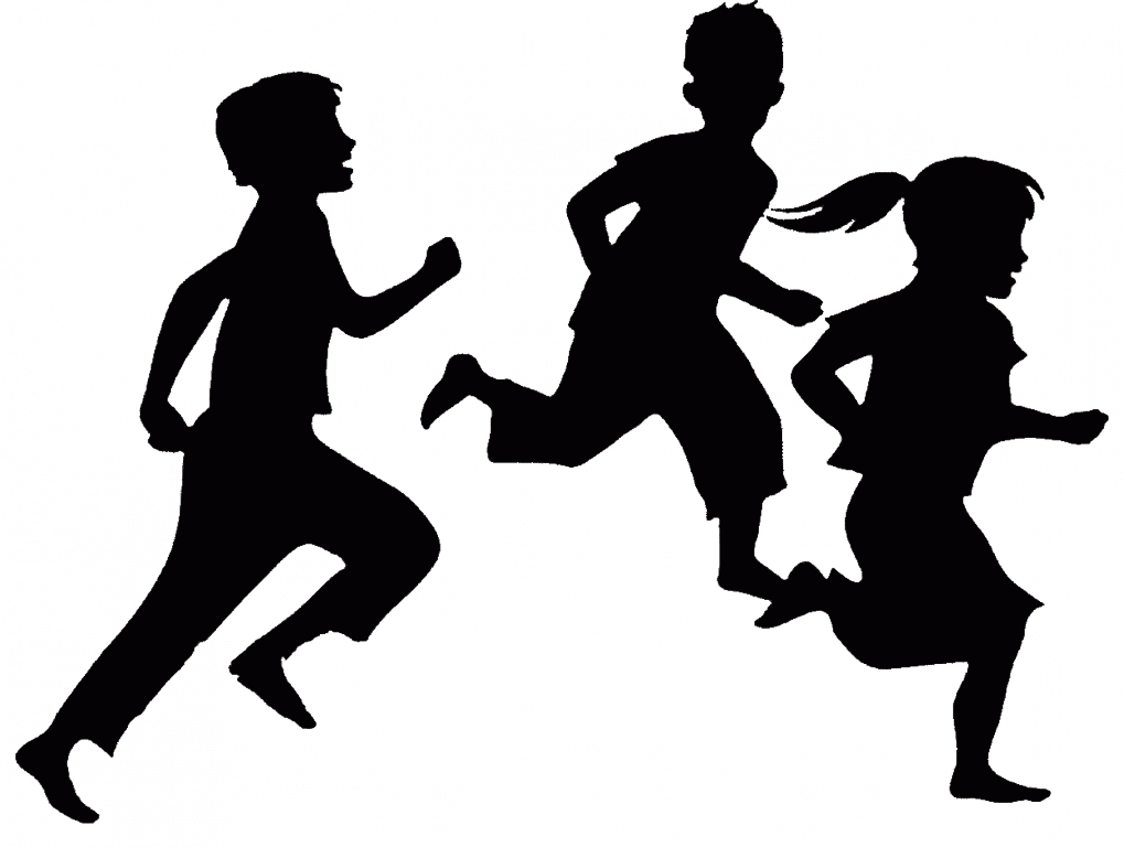 Race clipart child run. Girl silhouette transparent clipartfest