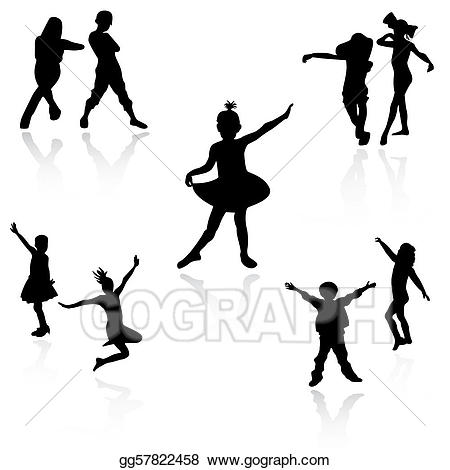 Children clipart dancer. Vector illustration dancing kids