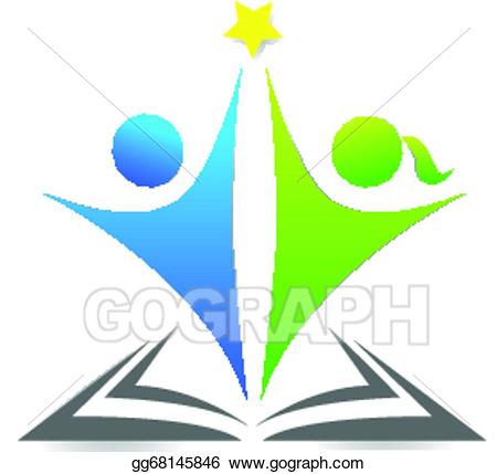 Vector book and graphic. Children clipart logo