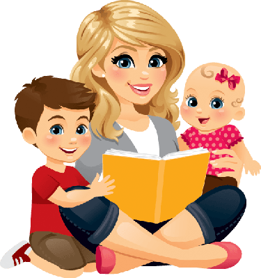 Babysitting clipart transparent. Mom reading with children