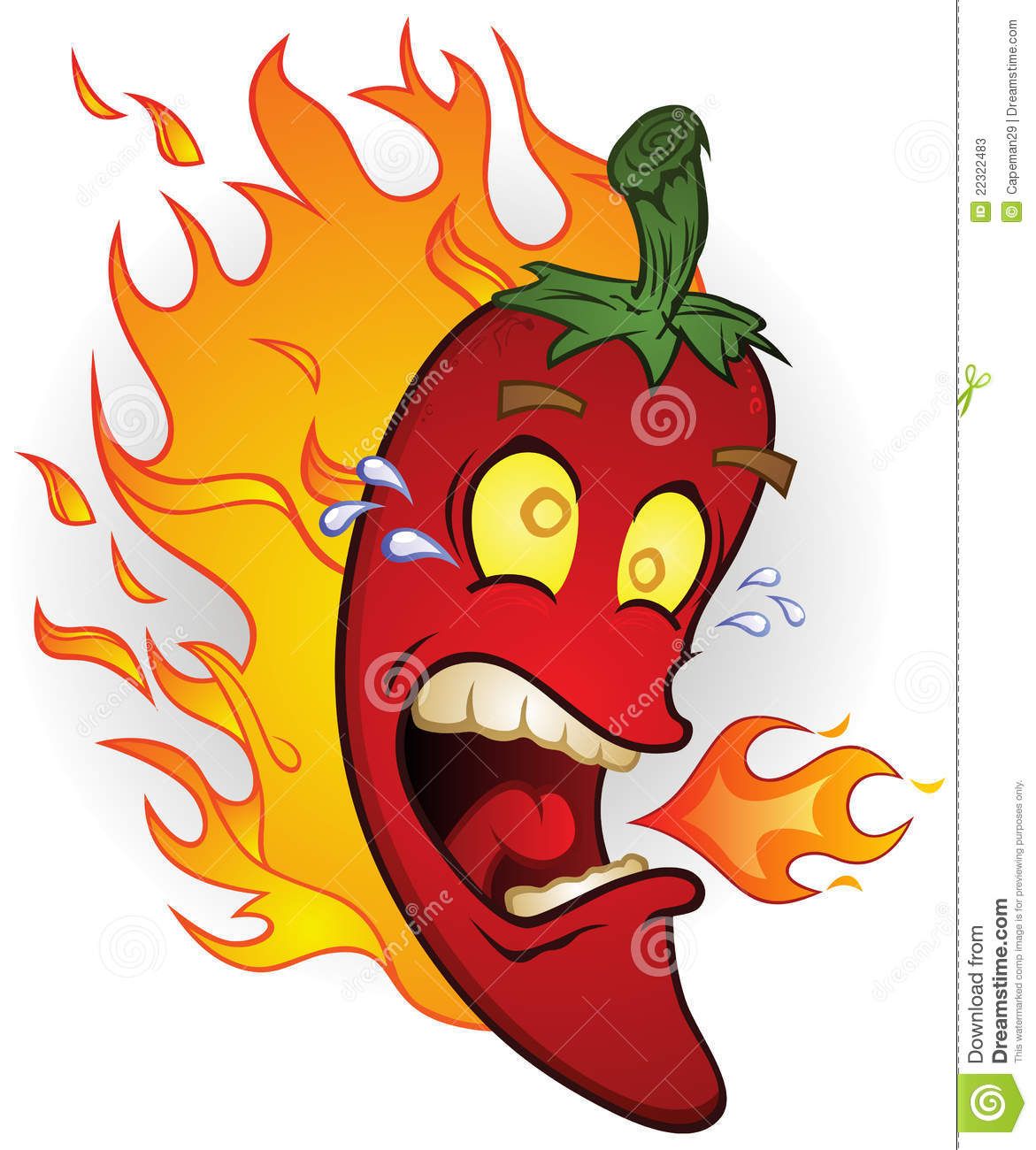 Pepper on fire stock. Chili clipart animated