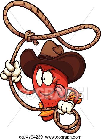 Chili clipart cowboy. Vector illustration pepper eps