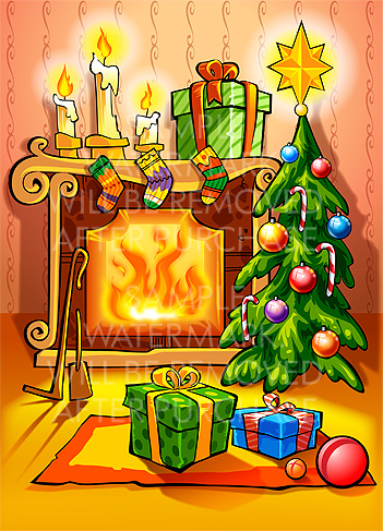 Chimney clipart christmas tree fireplace, Chimney christmas tree