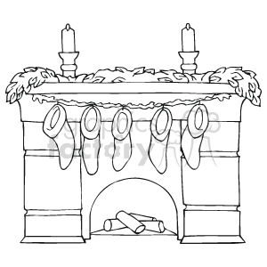 fireplace clipart stocking drawing