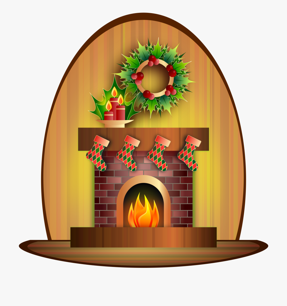 Fireplace clipart indoor. Chimney christmas 