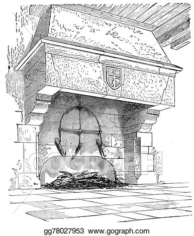 Stock illustration abbey blanche. Chimney clipart kitchen chimney