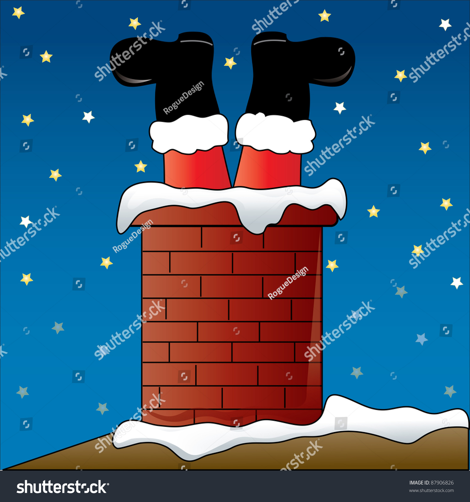 clipart santa chimney