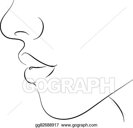 Vector art simple line. Chin clipart black and white